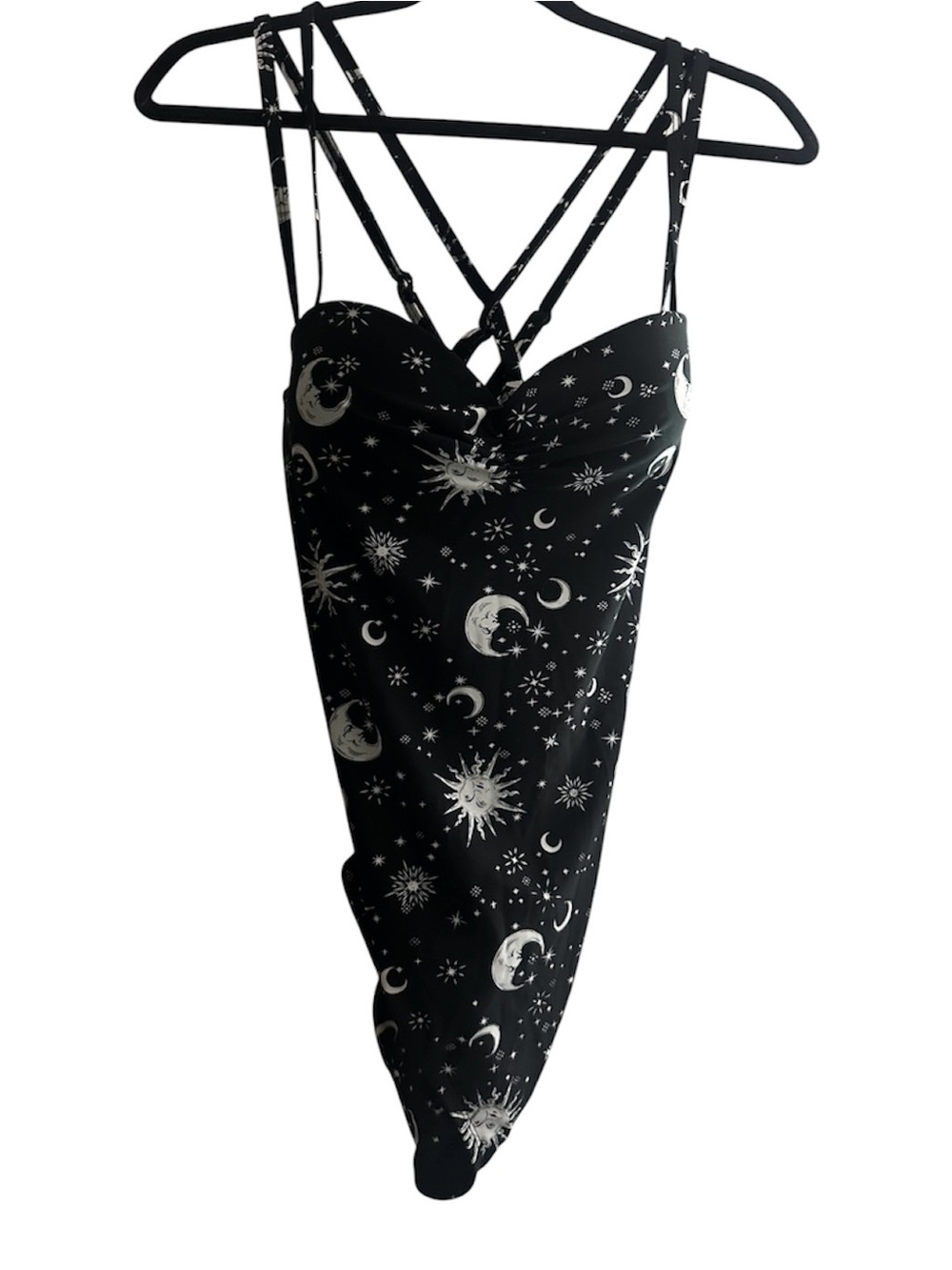NWOT Celestial Print Black One-Piece Swimsuit
